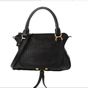 CHLOE Calfskin Perforated Medium Marcie Satchel Black